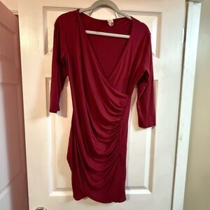 Topping Deep Red Long Sleeve Dress